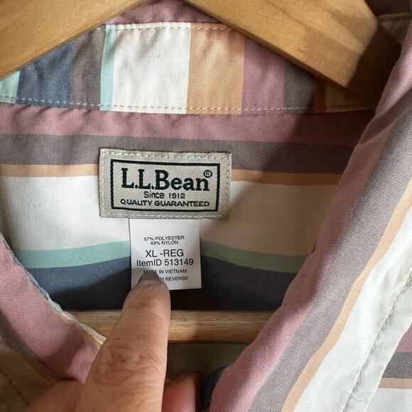 LL Bean Button Up Short Sleeve Shirt Mens XL Mulitcolor Striped Fishing Outdoor - Picture 6 of 12